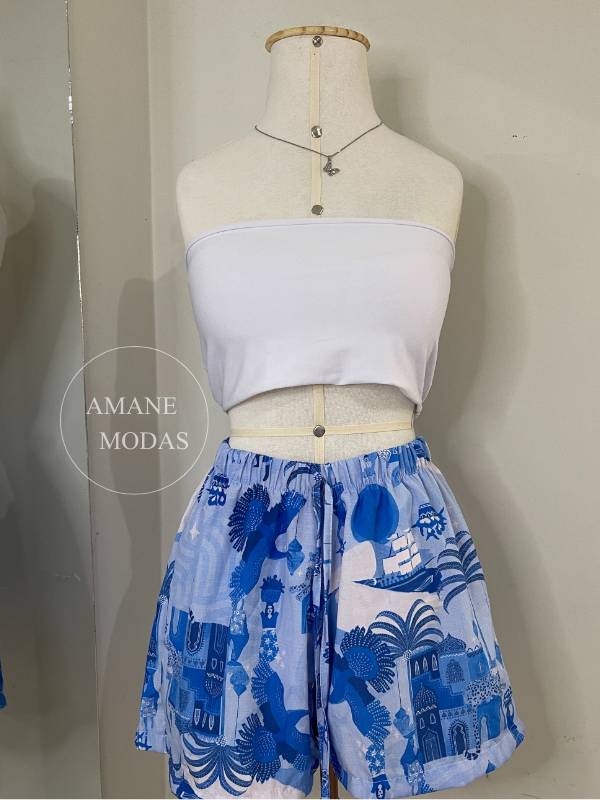 CONJUNTO KIMONO + SHORTINHO - AZUL TROPICAL