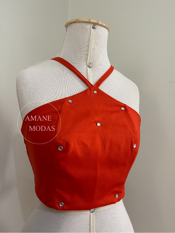 CROPPED ALFAIATARIA - COM AMARRAÇÃO NAS COSTAS