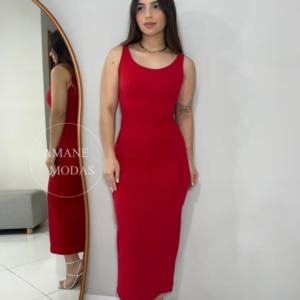 VESTIDO LUD - MIDI ALÇA GROSSA ANARRUGA