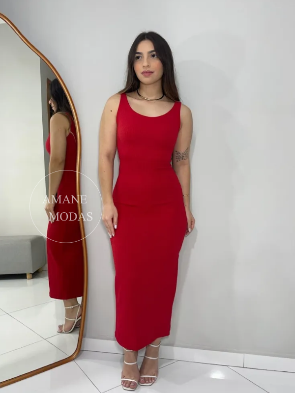 VESTIDO LUD - MIDI ALÇA GROSSA ANARRUGA